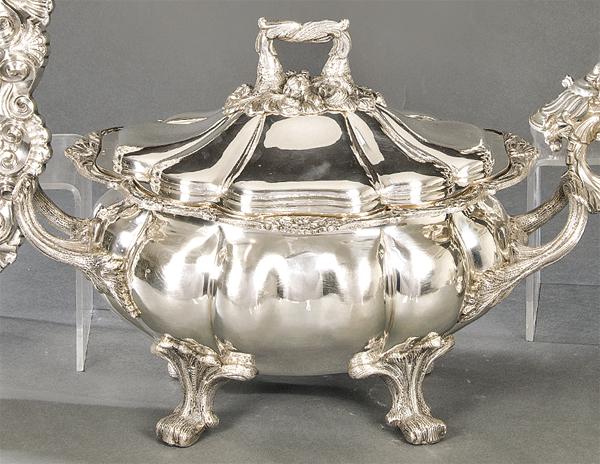Spanish silver tureen punched with brands of López and (1 of 1)