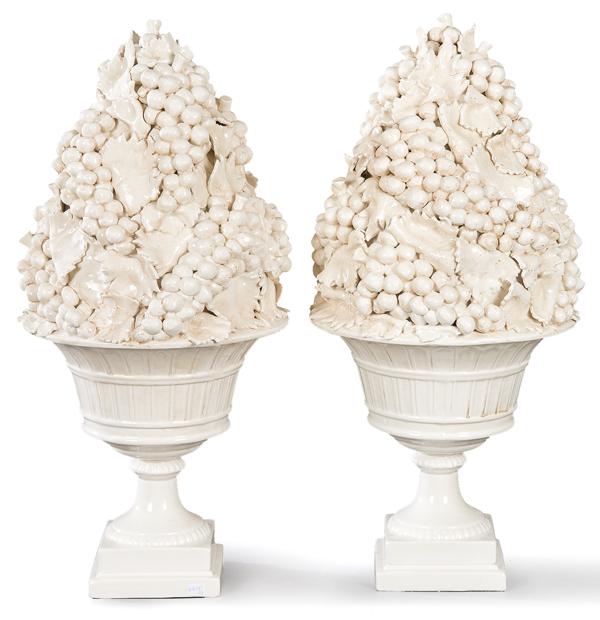 Pair of centerpieces in white enameled earthenware from (1 of 1)