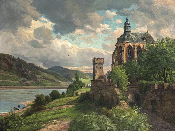 PAUL PÜTZHOFEN-HAMBÜCHEN - Landscape with church along (1 of 1)