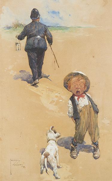 LAWSON WOOD - Spanking. 1911: LAWSON WOODLondon 1878 - Honiton 1957Spanking. 1911Watercolor on paperSigned and datedSize 45 x 27.5 cm