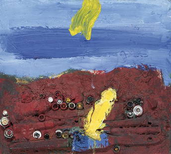 ALEJANDRO CORUJEIRA - La ruta del jardin celeste: ALEJANDRO CORUJEIRABuenos Aires 1961La ruta del jardin celeste. 2001Oil and acrylic on paper on boardBack signed, titled and dated 2001Size 32.5 x 32.5 cmPROVENANCE (label on back)Marlborough Gallery,
