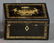 Tea box in black lacquered wood with golden decoration,