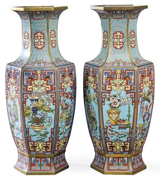 Pair of polygonal cloisonne enamel vases, China pp. S. (1 of 1)