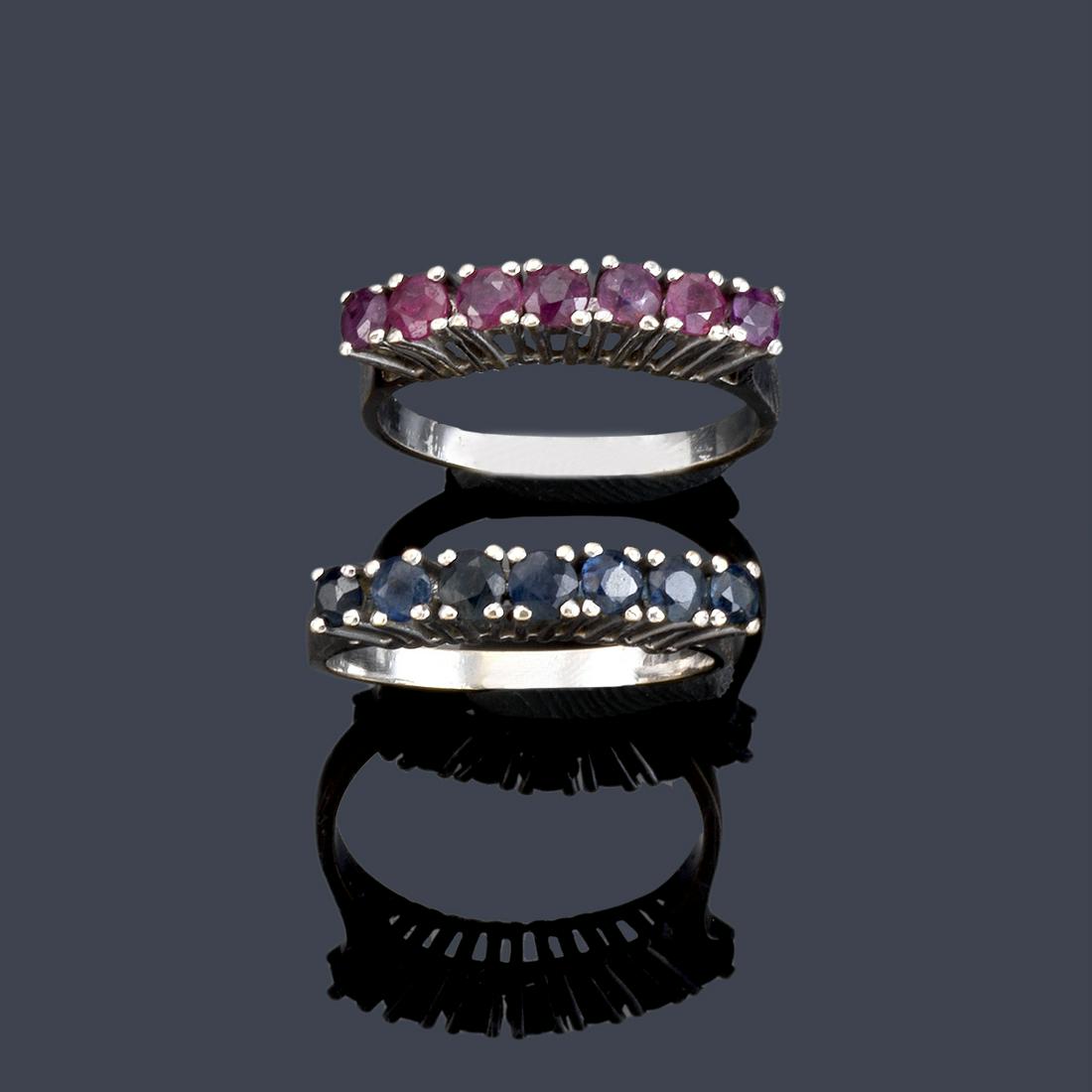 Two half wedding bands in 18K white gold with a (1 of 1)