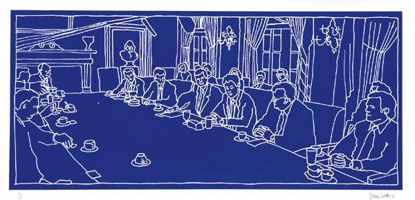 ANTONI MUNTADAS Barcelona 1942: Meetings. 2000 Screen-printed glass in light box Signed Numbered 3/25 Size 110 x 55 x