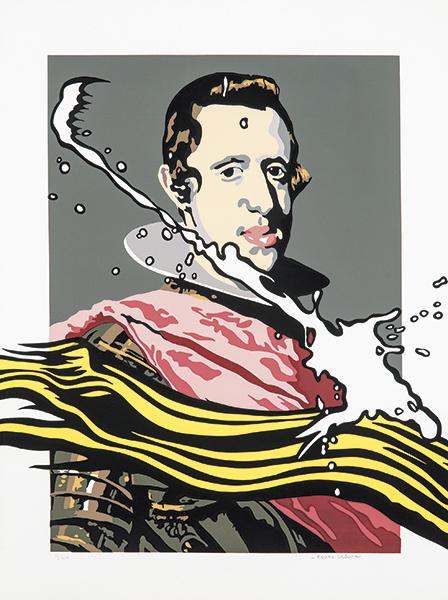 EQUIPO CRONICA Rafael Solbes and Manolo Valdés,: Felipe and the Brushstroke. 1971-72Silkscreen on coated cardboardSigned in pencilNumbered 79/100Size 75 x 55 cmPublished Juana Mordó Gallery, Madrid and Val i 30 Gallery, Valencia 1971-72BIBLIOGRAPHY