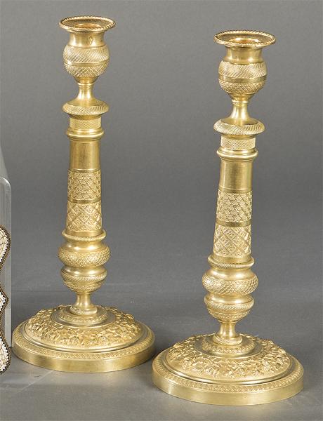 Pair of gilt bronze candlesticks, Charles X, France h. (1 of 1)