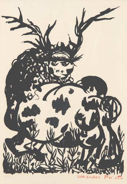 GREGORIO PRIETO Valdepeñas 1897-1992: "Untitled. 1961 Lithograph on paper Signed in pencil Numbered 10/170 Size 50 x 35 cm "