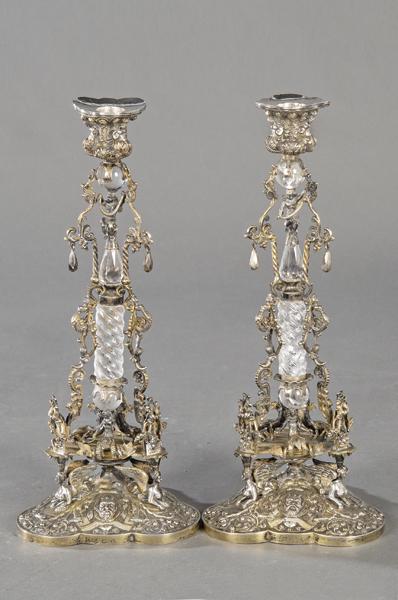 Pair of stamped gilt silver candlesticks (unidentified (1 of 1)