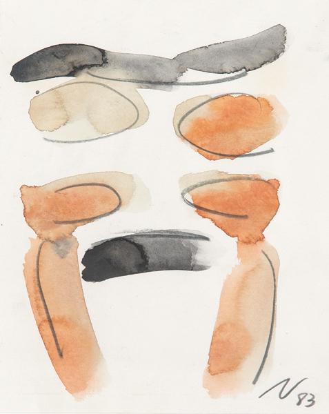 SUSANA SOLANO - Untitled: SUSANA SOLANO Barcelona 1946 Untitled. 1983 Watercolor on paper Signed and dated 1983 Size 21.5 x 16.5 cm