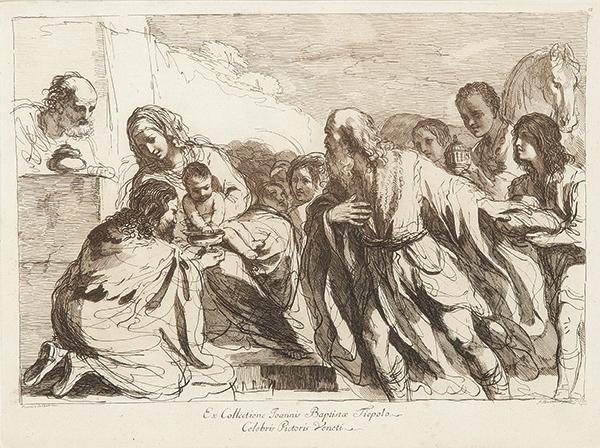 GIOVANNI FRANCESCO BARBIERI "IL GUERCINO" - Adoration: GIOVANNI FRANCESCO BARBIERI "IL GUERCINO", pinxit Cento 1591 - Bologna 1666 FRANCESCO BARTOLOZZI, sculpit Florence 1728 - Lisbon 1815 Adoration of the Magi. Rome, 1764 Etching and drypoint in sepia to