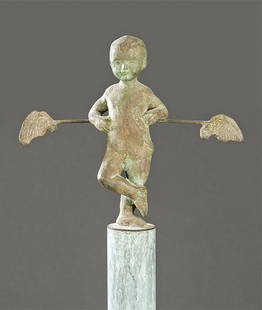 AURORA CAÑERO - Angeli: AURORA CAÑERO Madrid 1940 Angelito. 1994 Patinated bronze with iron base Signed and dated 1994 Numbered 38/75 CAPA Foundry Stamp Measurements 185 cm (height)