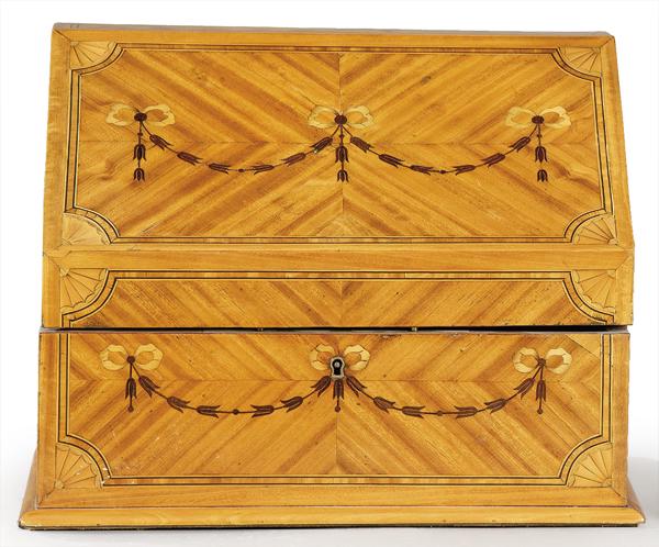 Fruit wood letter box with marquetry, England early (1 of 1)