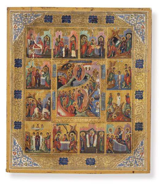 Hagiography of Mary and Christ. Russian icon painted on (1 of 1)