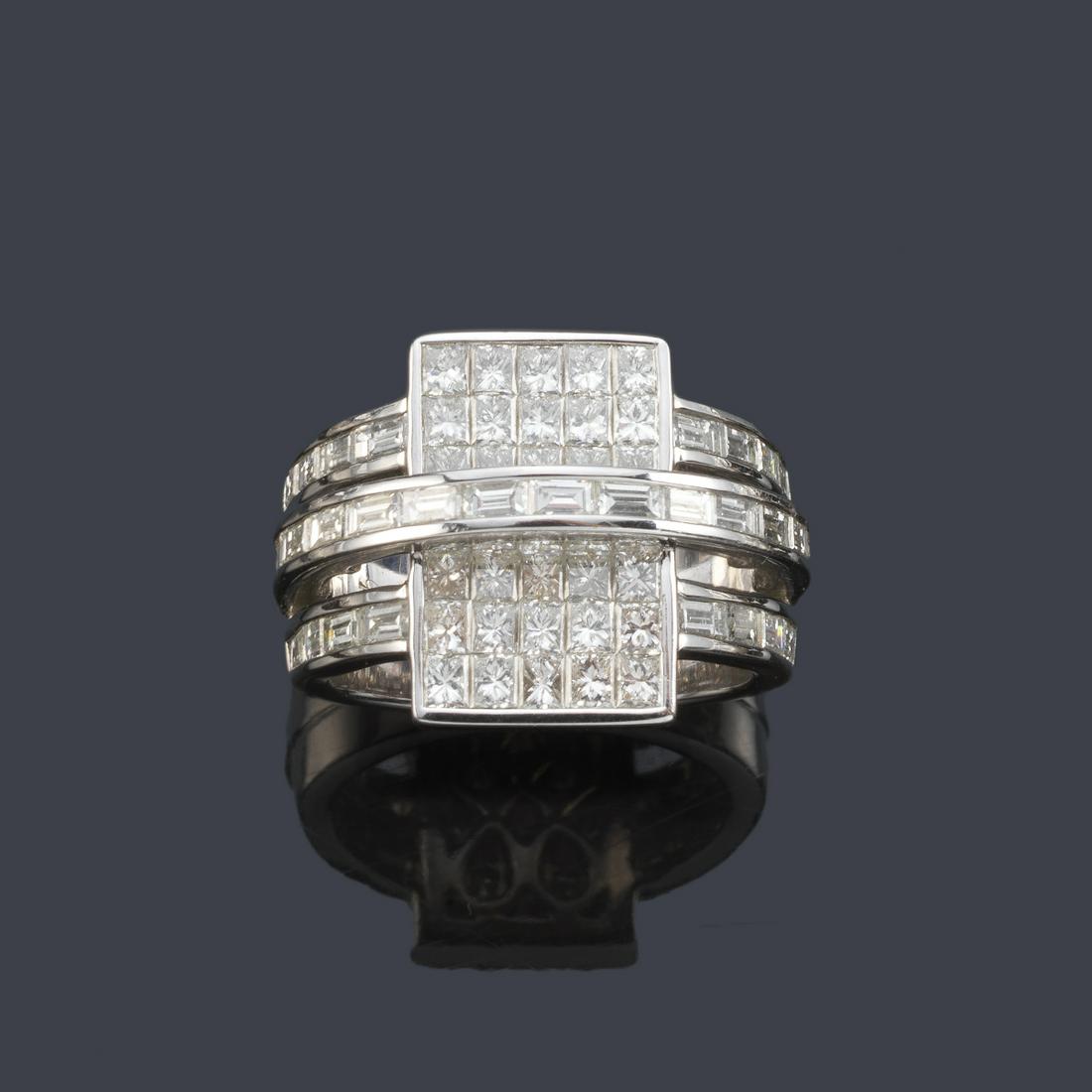 JEWELRY GREGORY   18K white gold ring with princess and (1 of 1)