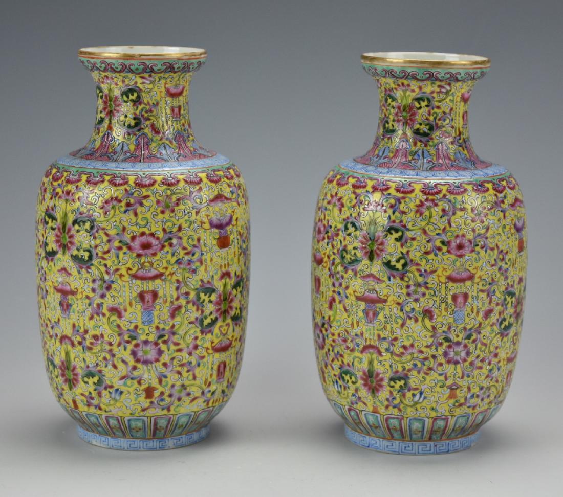 A Pair of Chinese Pastel Floral Vases, ROC Peirod (1 of 12)
