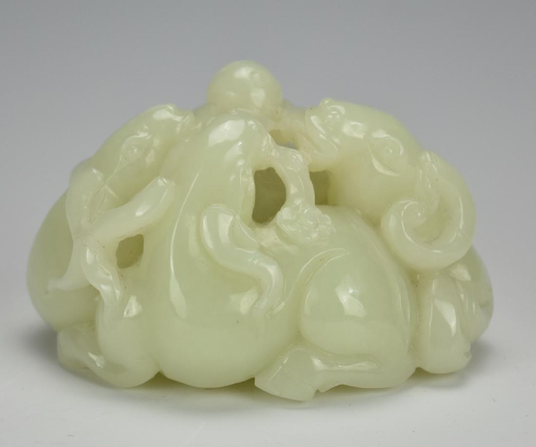 Carved Hetian Jade w/ 3 Rams & a Flaming Pearl (1 of 6)