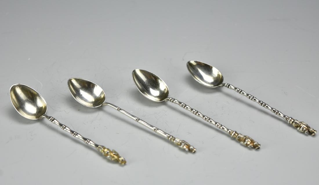 Set of 4 Sterling Silver Chinese Demitasse Spoons (1 of 5)