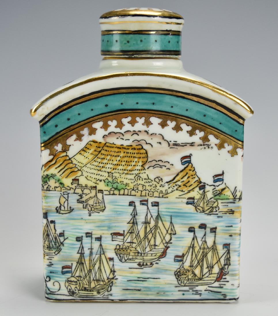 Chinese Porcelain Tea Caddy w/ Dutch Fleet,20th C. (1 of 11)