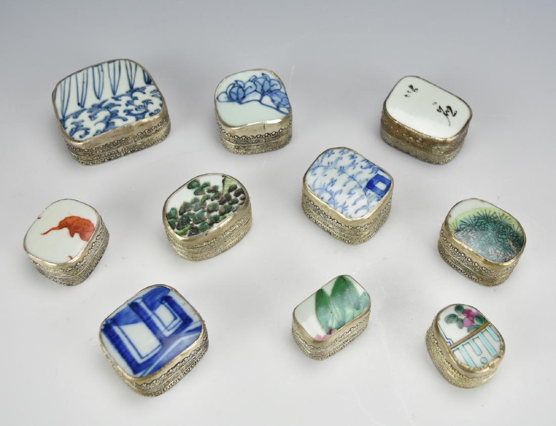 (10) Silver Boxes w/ Porcelain Panels,19/20th C. (1 of 9)