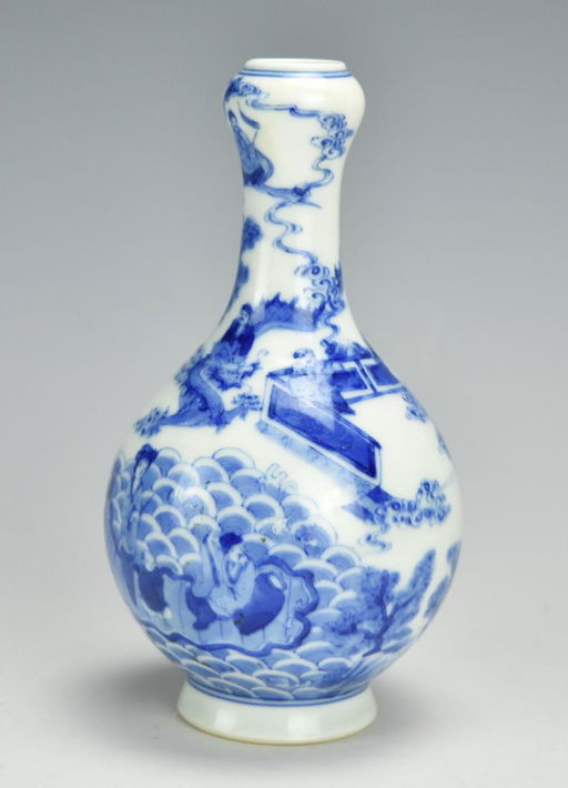 Blue White Garlic Mouth Vase W Yongzheng Mark Blue White Garlic Mouth Vase W Yongzheng Mark