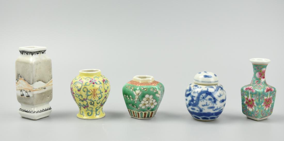 Group of (5) Miniature Chinese Bottles, 19-20th C. (1 of 8)
