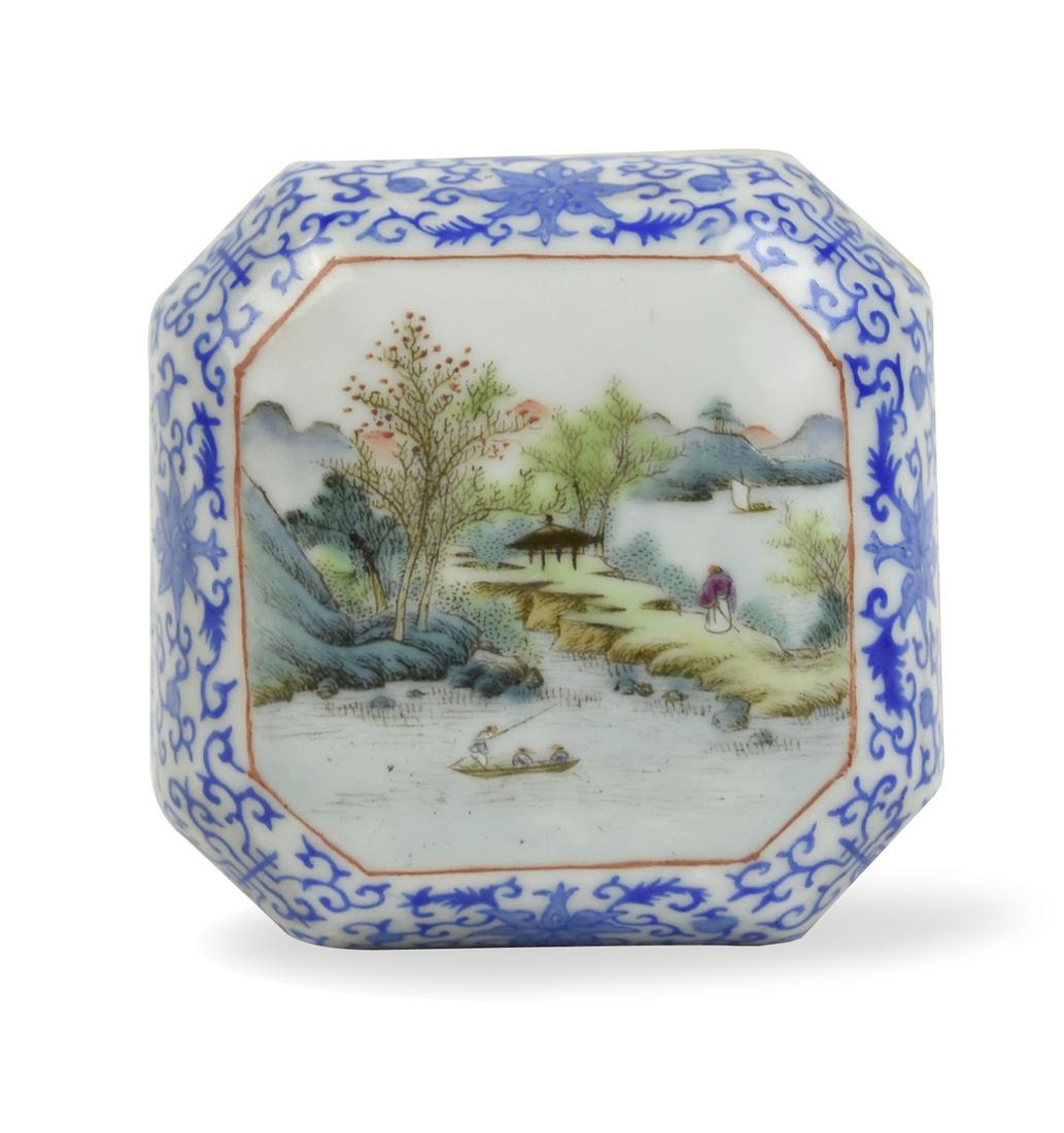 Small Chinese Famille Rose Square Ink Box, ROC P. (1 of 12)