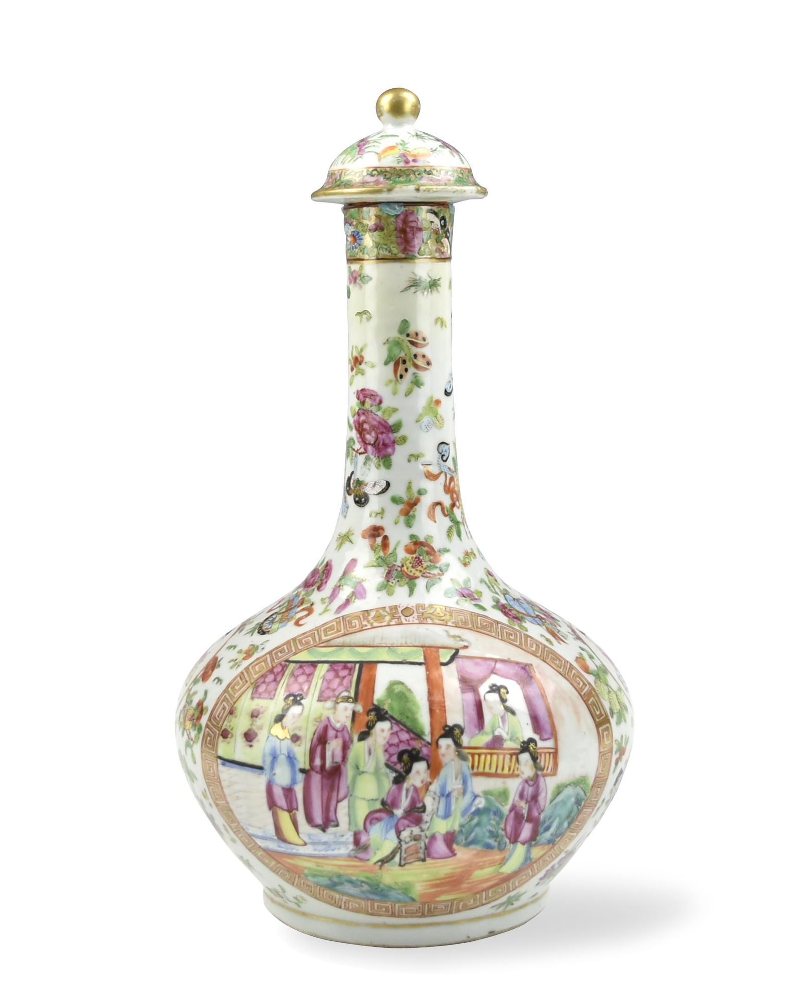 Chinese Canton Glazed Globular Vase & Lid,19th C. (1 of 11)