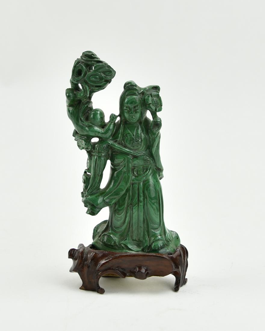 Chinese Malachite Carve of Guanyin, 20th C. (1 of 9)