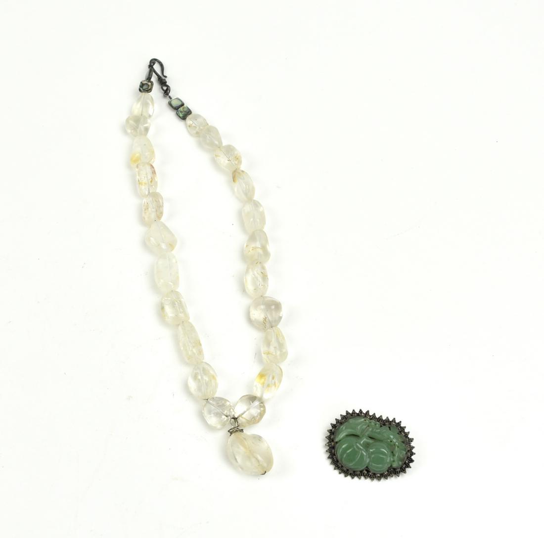 Chinese Jadeite Pendant & Glass Necklace (1 of 4)