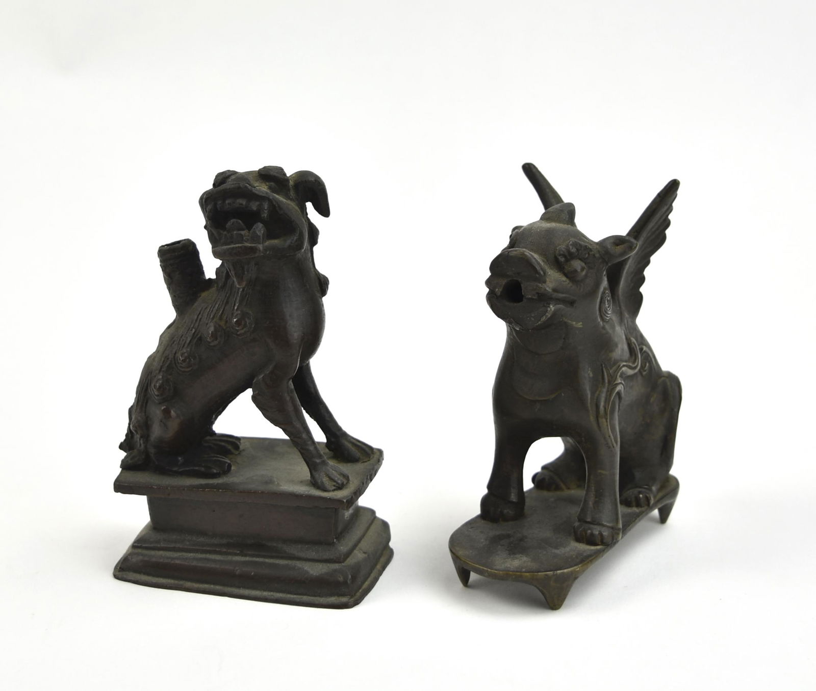 Two Chinese Bronze Foo-dog Incense Burner, Qing D. (1 of 7)