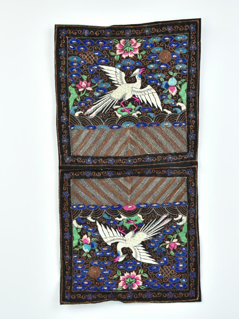 Pair of Chinese Embroidery Badge w/ Crane, Qing D. (1 of 5)