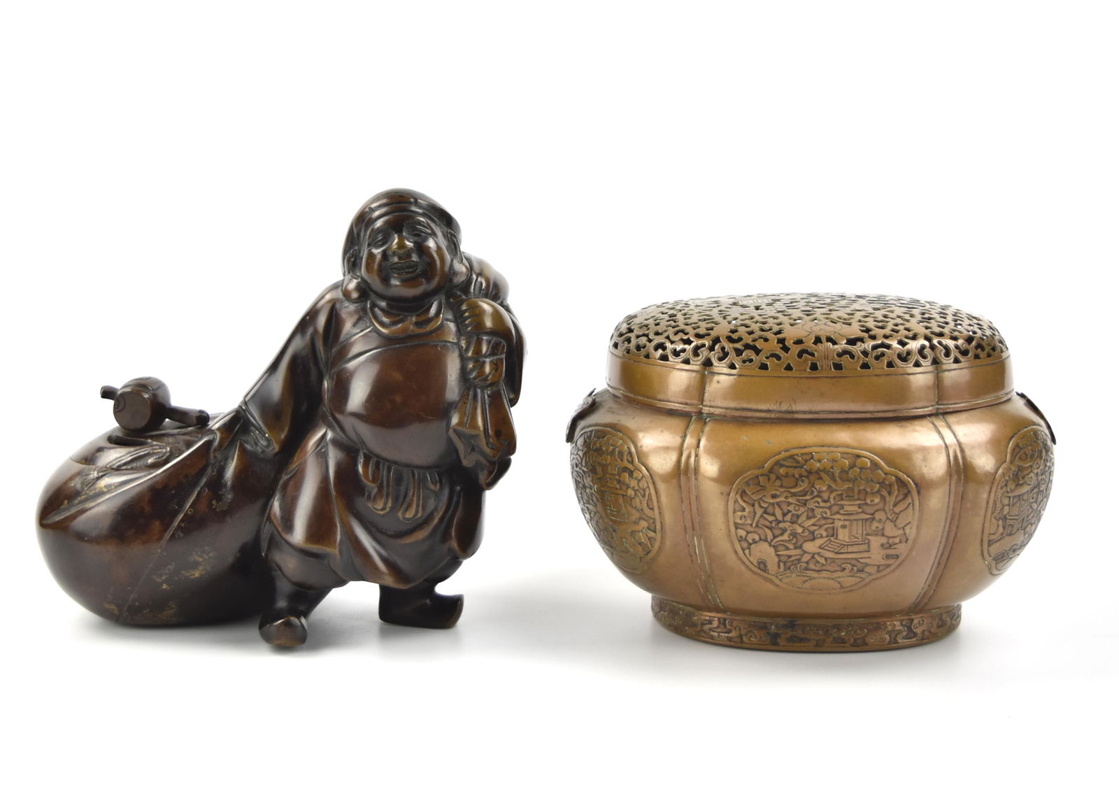 Chinese Bronze Incense Burner& Handwarmer, 19th C. (1 of 12)
