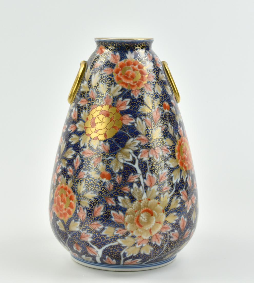 Japanese "Fukagawa" Gilt Iron Red Vase, 19th C. (1 of 9)