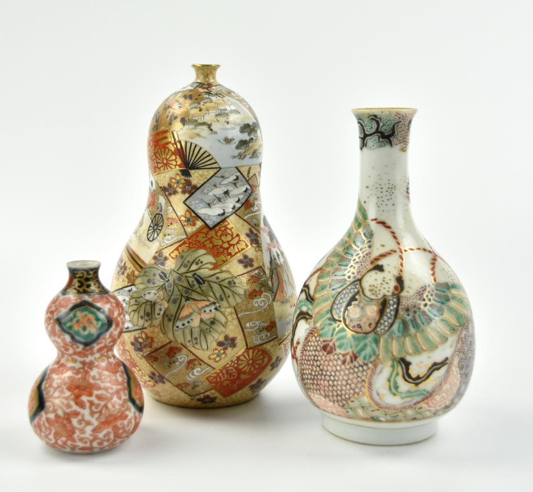 3 Japanese Kutani Gourd Vase, 19th C. (1 of 12)
