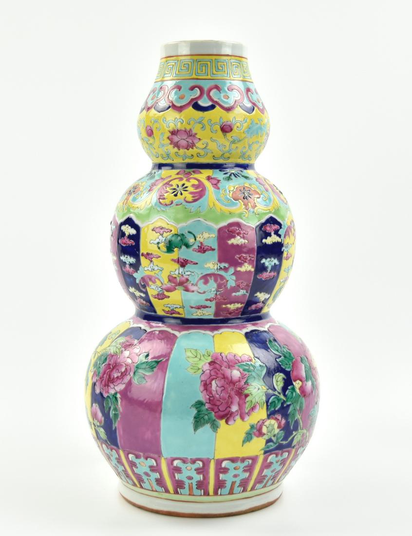 Chinese Famille Rose Triple Gourd Vase, 19th C. (1 of 9)