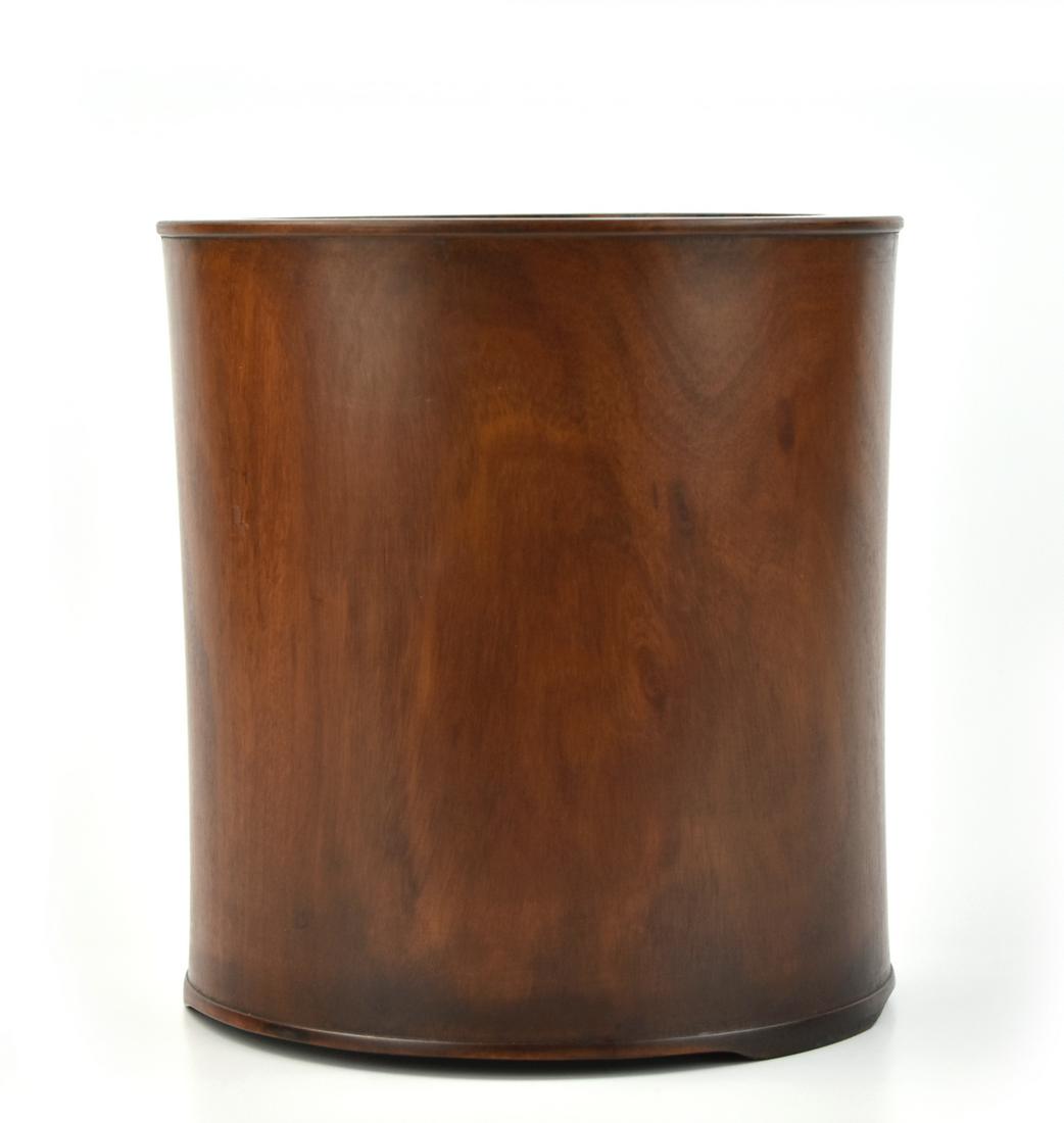 Large Chinese Huangyang Wood Brushpot,Qing Dynasty: Large Chinese ,Late Qing Dynasty, of cylindrical form, the thick walls rising from a flat base, patinated to a reddish-brown colour H: 8.2"(20.9cm) D: 7.7(19.7cm) Provenance: Estate of Mr .Daniel Wils