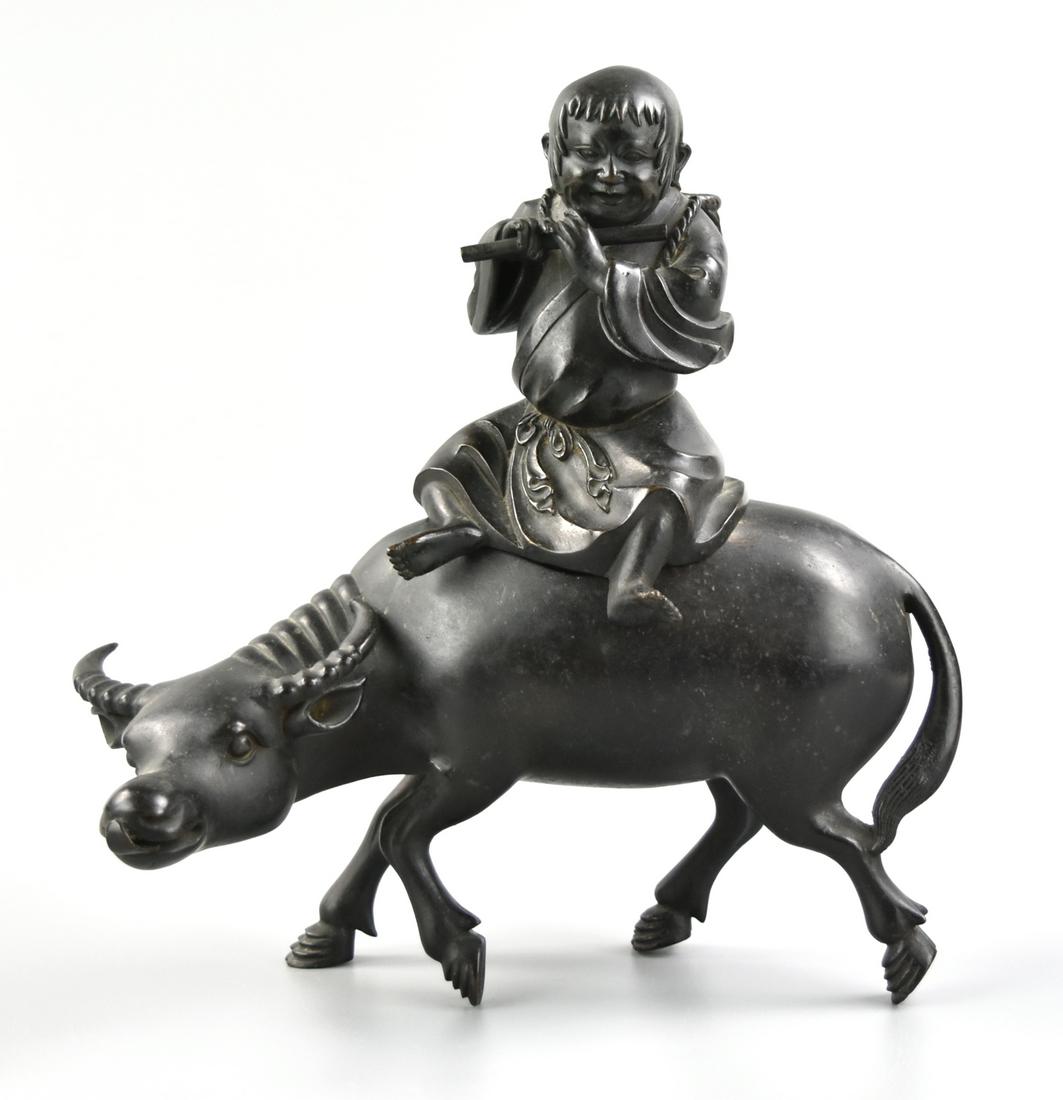Chinese Bronze Boy Riding on Cattle,Qing Dynasty (1 of 13)