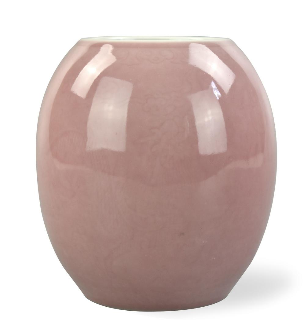 Chinese Peach Blossom Glazed Jar w/ Incised Dragon (1 of 9)