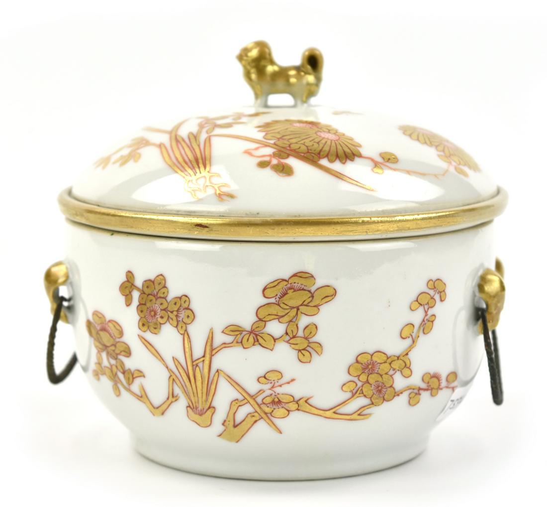 Chinese Gilt Iron Red Container & Cover , 19th C. (1 of 10)