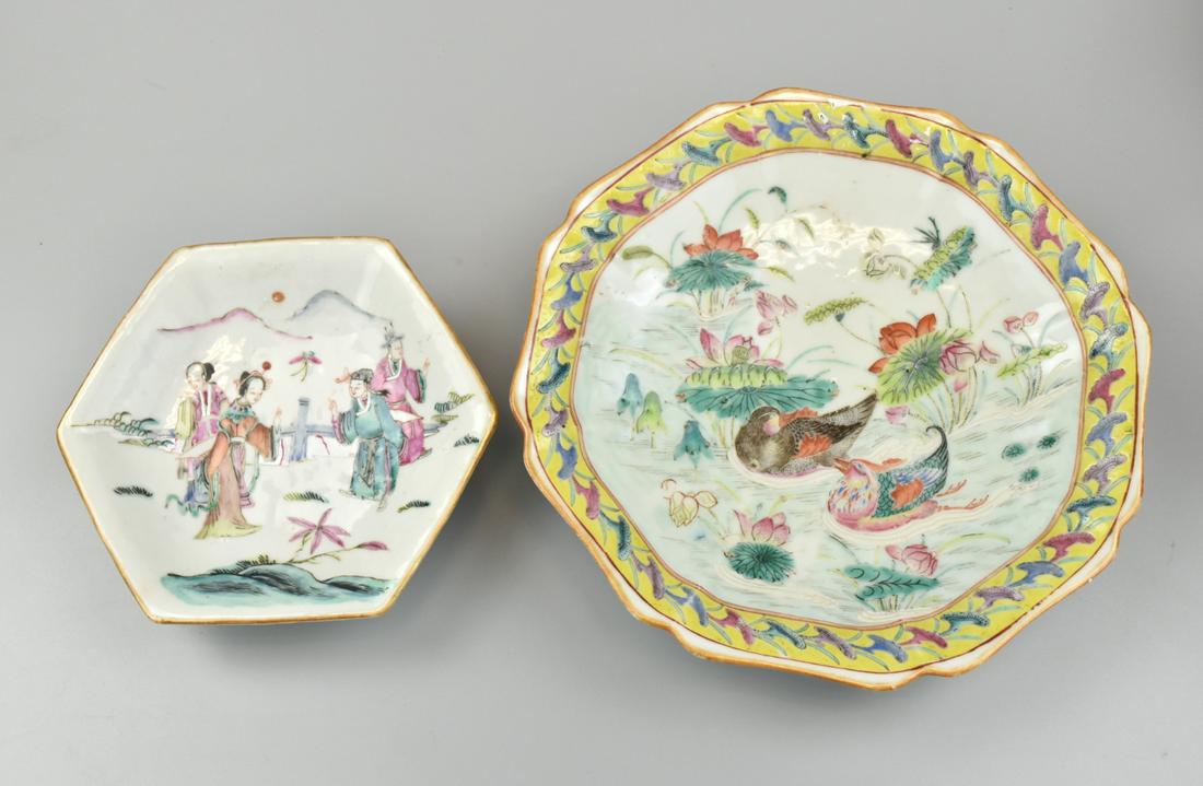 2 Chinese Famille Rose Stem Plate,19th C. (1 of 9)