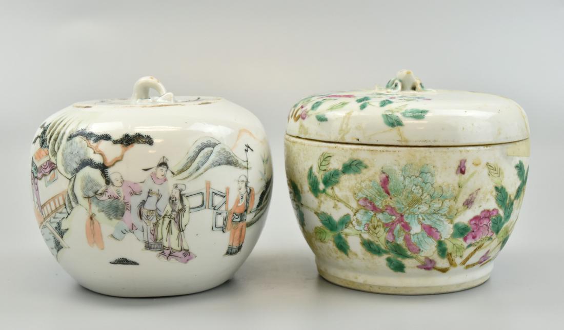 2 Chinese Famille Rose Covered Jar, 19th C. (1 of 10)