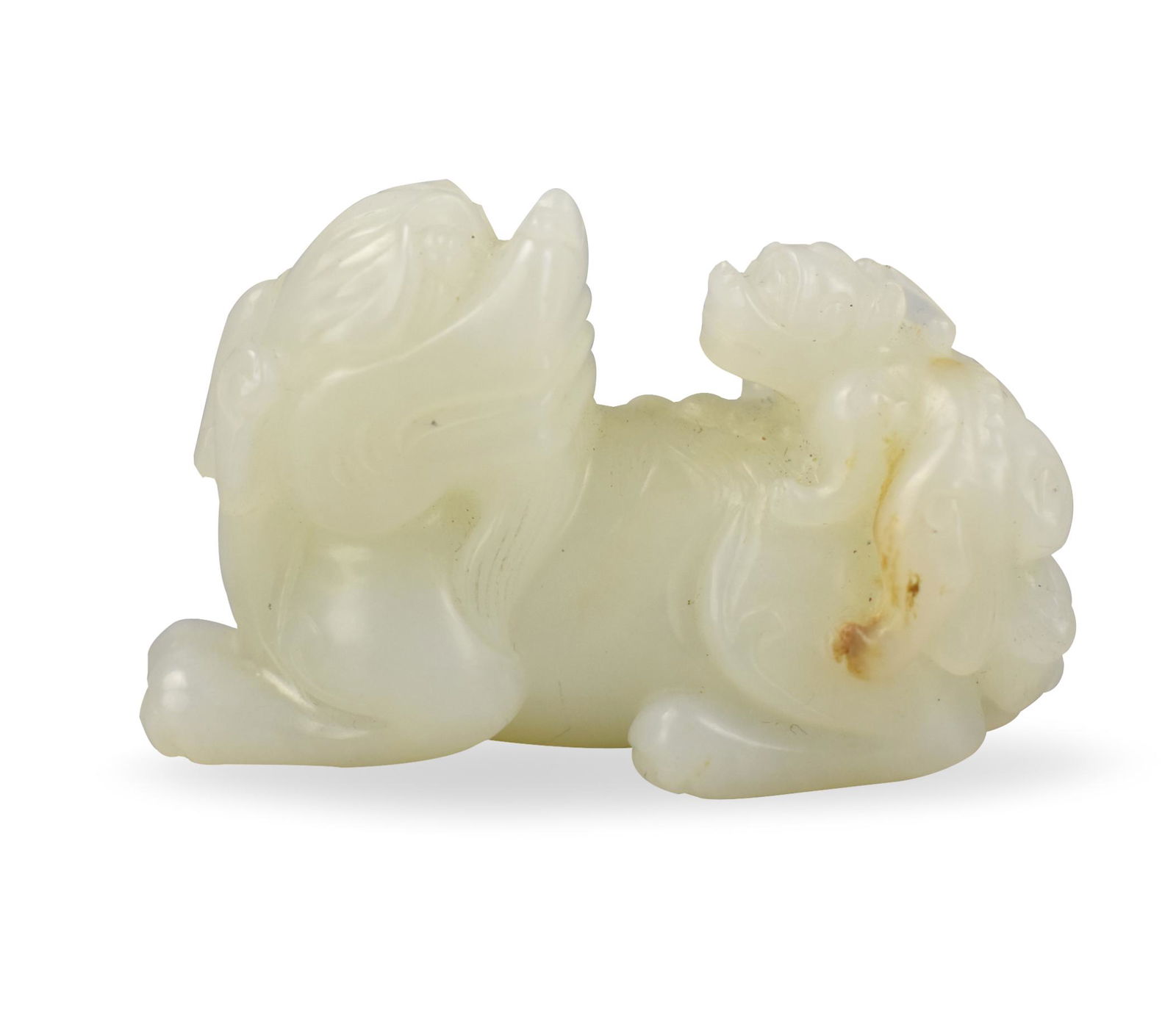 Chinese Hetian White Jade Carved Foo Lion, Qing D. (1 of 9)