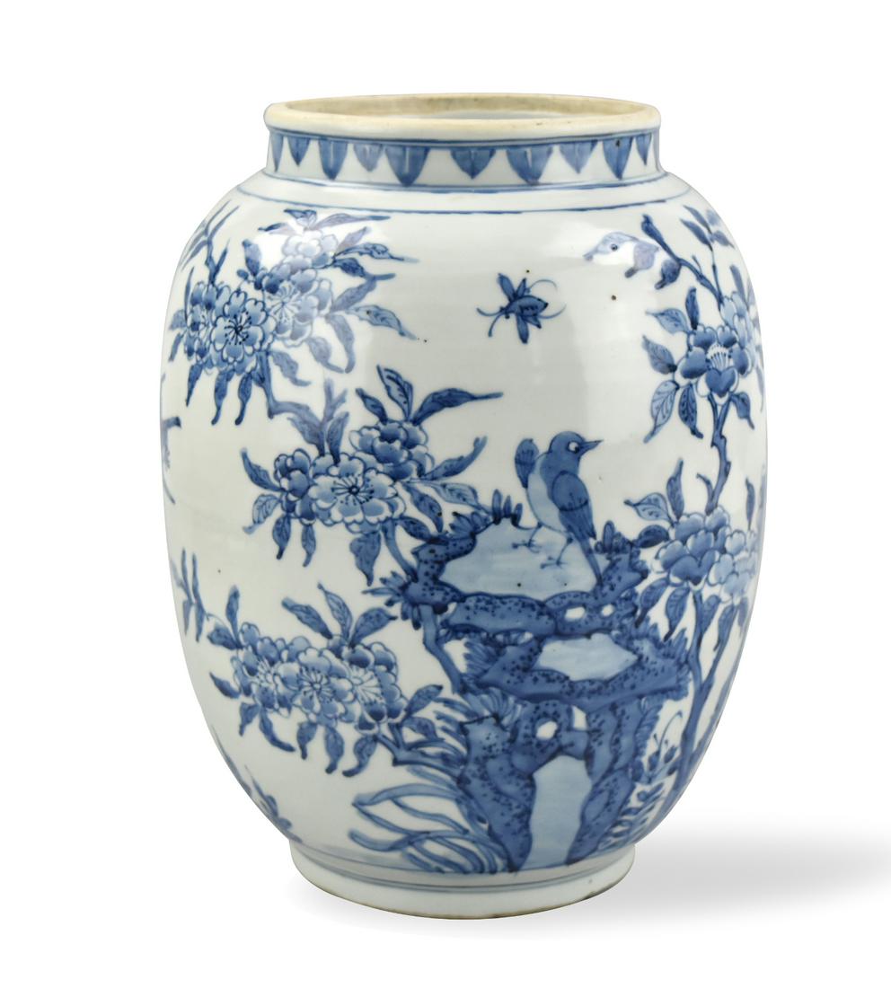 Chinese B & W Jar w/ Birds&Flowers, Chongzhen P. (1 of 9)