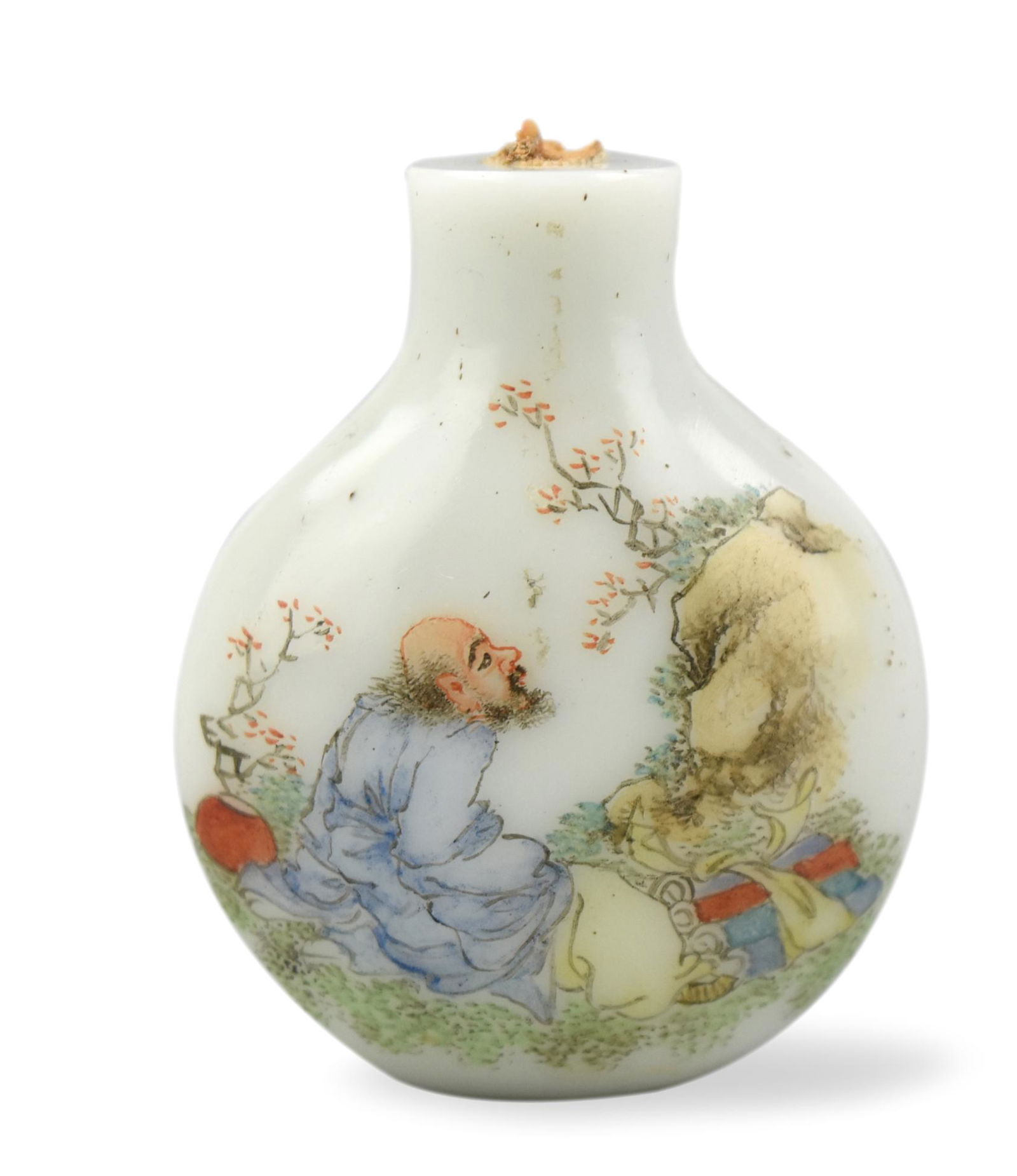 Chinese Enamel Glass Snuff Bottle w/ Luohan,19th C (1 of 8)