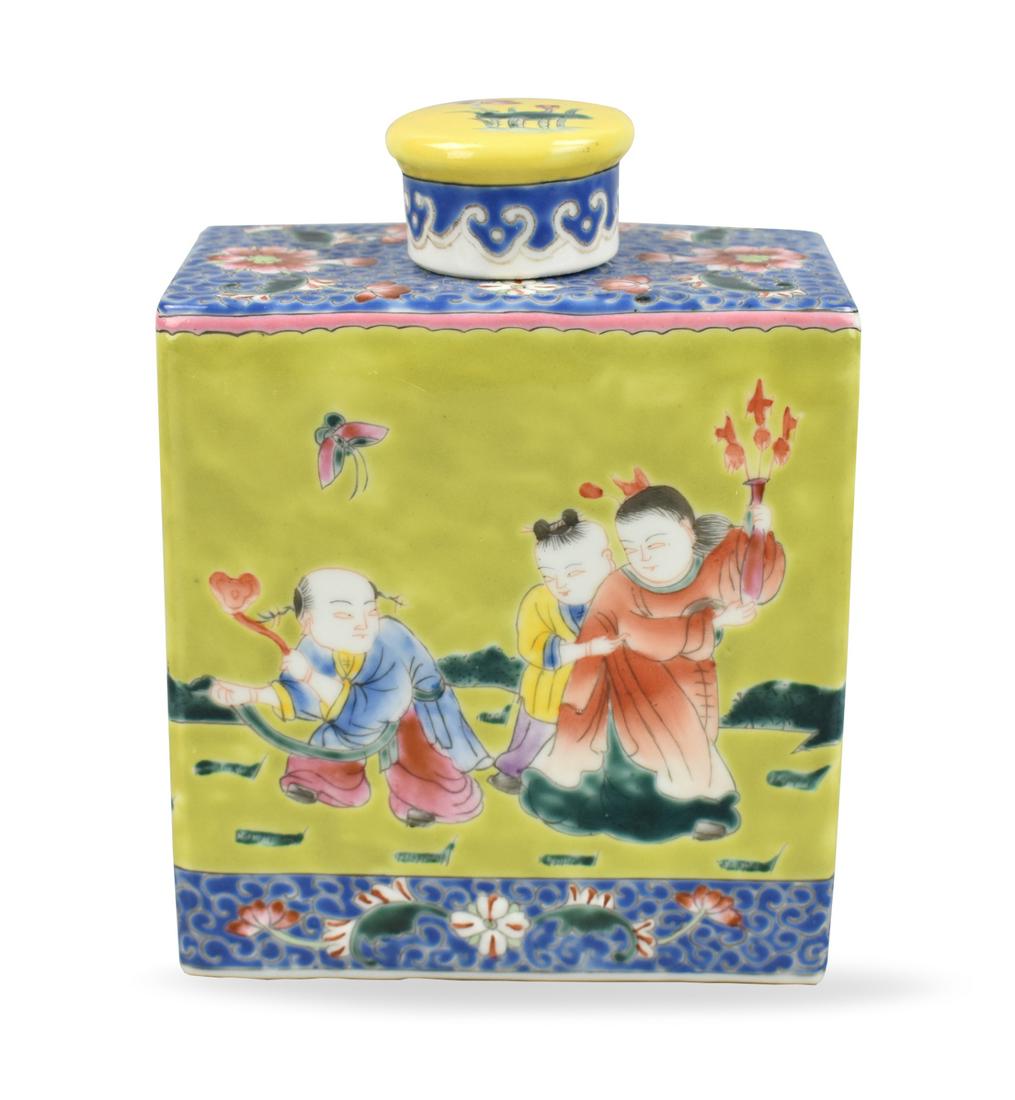 Chinese Famille Rose Tea Caddy w/ Children ,ROC P. (1 of 13)