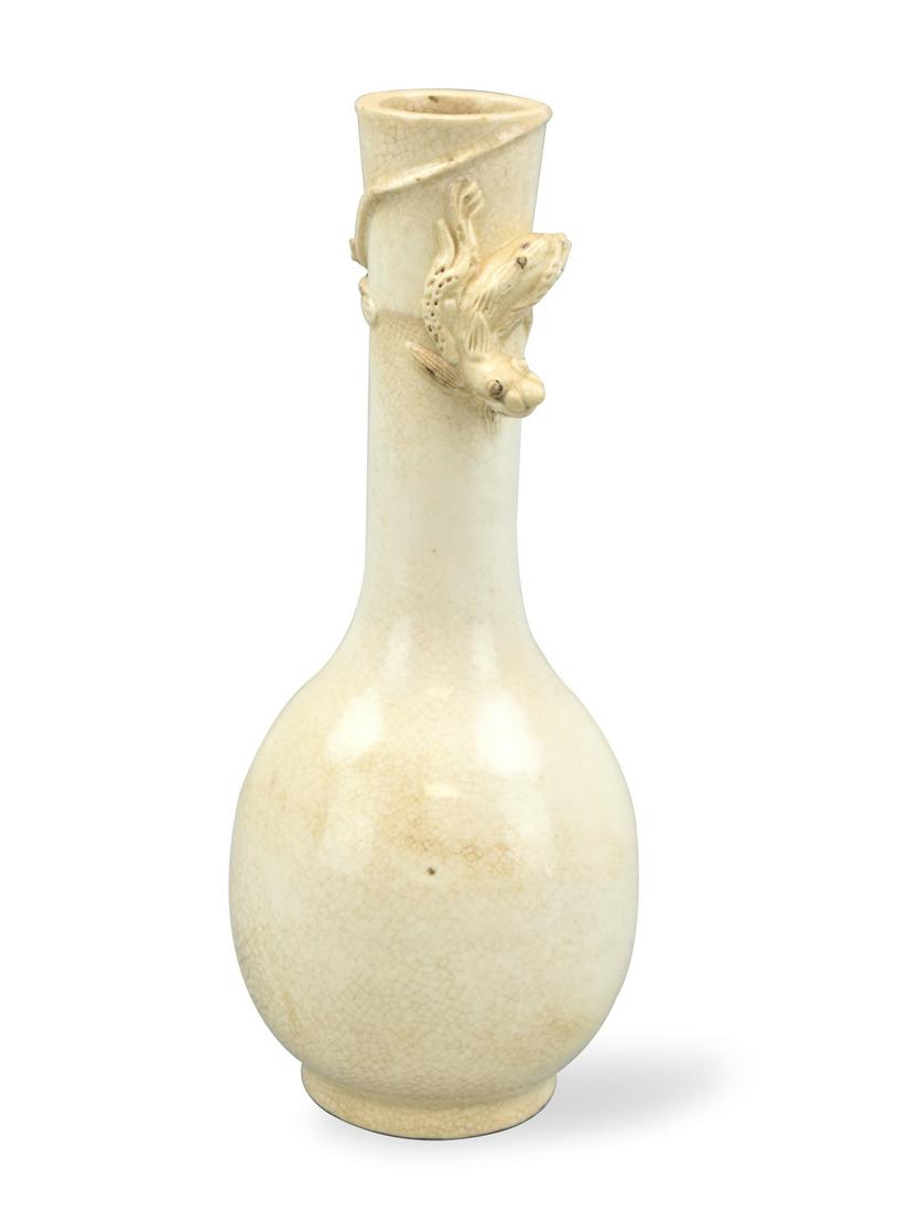 Chinese White Glazed Vase w/ Chi Dragon,17th C. (1 of 9)