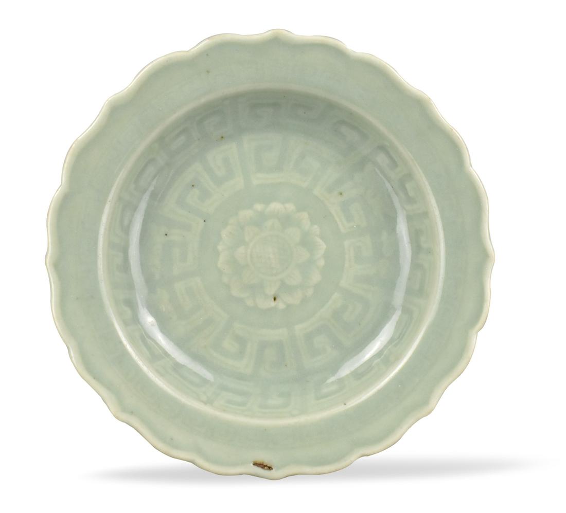 Chinese Celadon Glazed Fluted Plate, Qianlong P. (1 of 10)