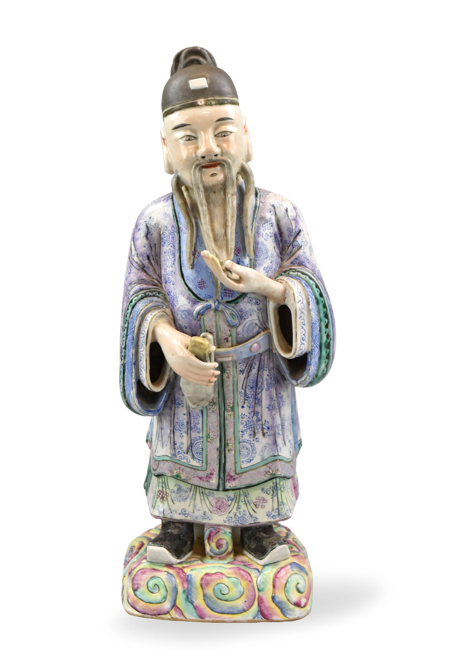 Chinese Famille Rose Figure of Old Deity, 18th C. (1 of 15)
