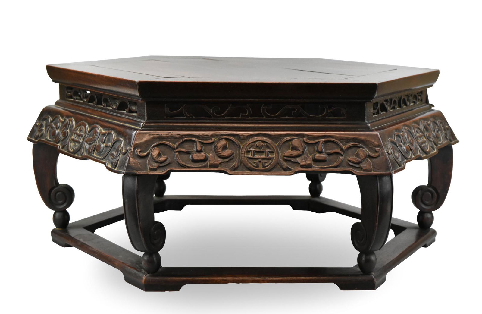 Chinese Rosewood Hexagonal Coffee Table. (1 of 19)